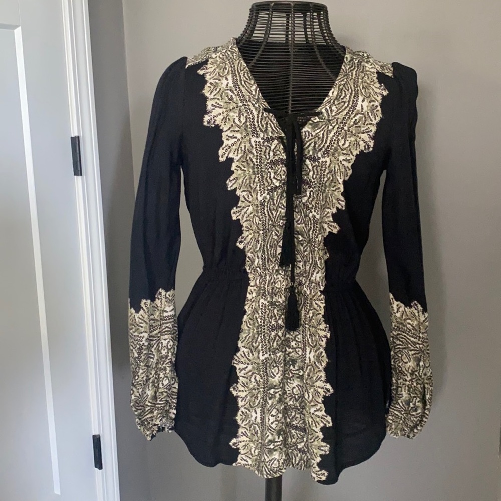 Free People Boho Tie Front Cinched Waist Tunic